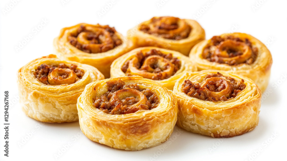 Delicious homemade sausage rolls pastry baked golden brown food meat puff snack party treat flaky Delicious homemade sausage rolls pastry baked golden brown food meat puff snack party treat flaky
