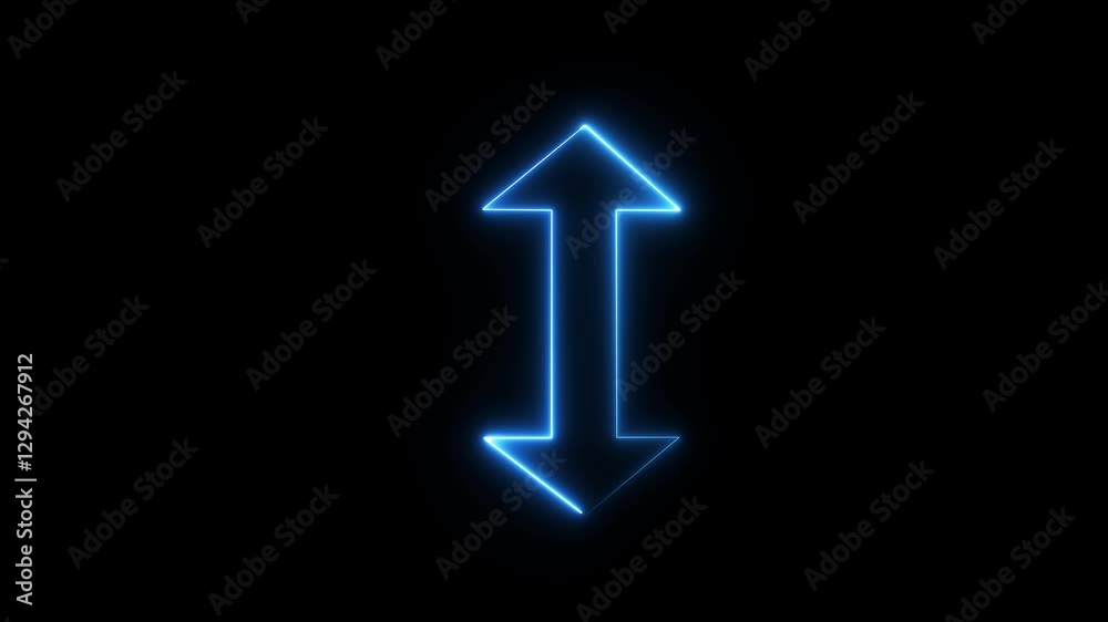 Glowing neon line icon with black background.Abstract colorful glowing neon arrow icon background 4k animation. Glowing neon line icon with black background.Abstract colorful glowing neon arrow icon background 4k animation.