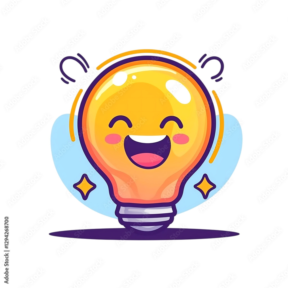 Fototapeta premium Happy Lightbulb Idea ,transparent background