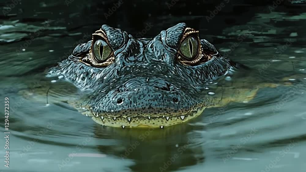 Captivating Alligator Emerges from Murky Waters in Stunning Detail, close up view Captivating Alligator Emerges from Murky Waters in Stunning Detail, close up view