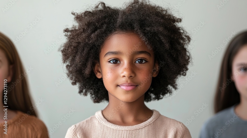 Diverse children, portrait, neutral background, possible use for education or social media Diverse children, portrait, neutral background, possible use for education or social media
