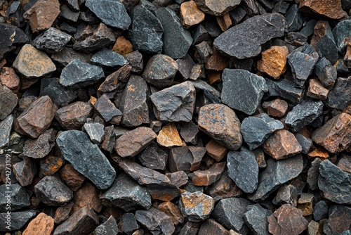 a close-up shot of a pile of rough-textured rocks, showcasing a variety of shapes, sizes, and colors