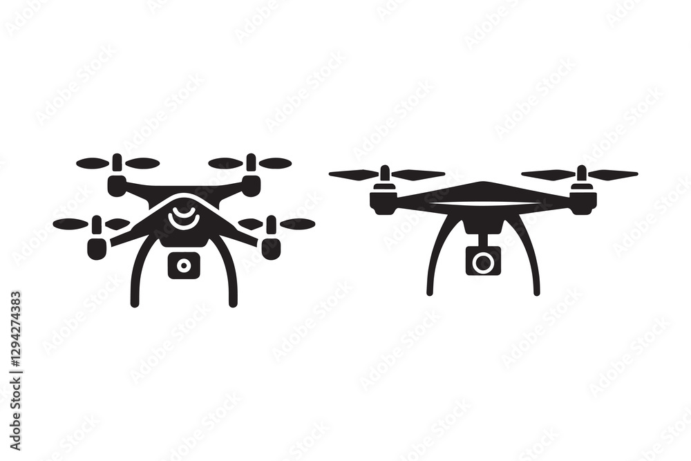 Drone silhouette and white background Drone silhouette and white background