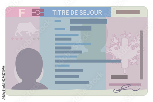 Residence permit (titre de séjour in french), permanent resident card in France (flat design)