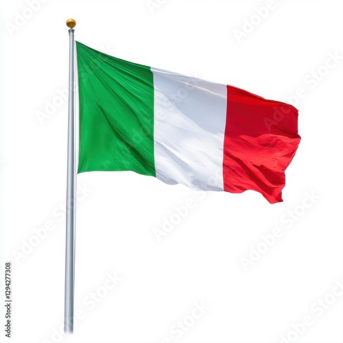 Free Download Italian Flag Waving in the Breeze Against a Clear Blue Sky Symbolizing National Pride and Cultural Heritage - GFXLoad