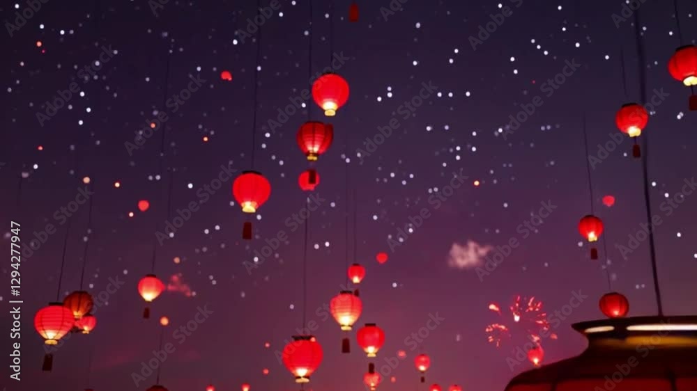 3d animated red lanterns floating in a night sky with a soft glow 3d animated red lanterns floating in a night sky with a soft glow