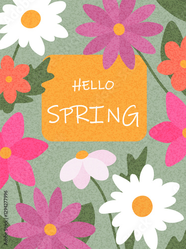 Spring card or posters for the spring holiday with wildflowers. Hand drawn floral frames and templates for Womens Day March 8, birthday and Mothers Day