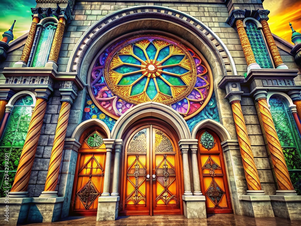 Obraz premium Philippine Church Architecture: Intricate Details & Vibrant Colors Stock Photo