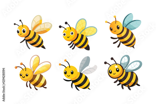 Adorable Cartoon Bees - Cute & Playful Honey Bee Vector Illustrations