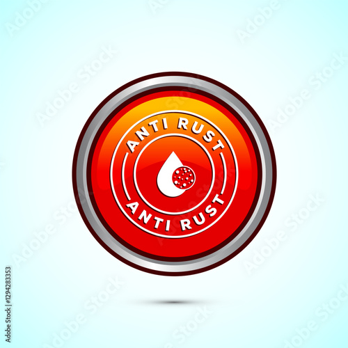 Anti rust icon design illustration. Anti oxidation sign, Rust resistant  symbol, Orange color round button design photo