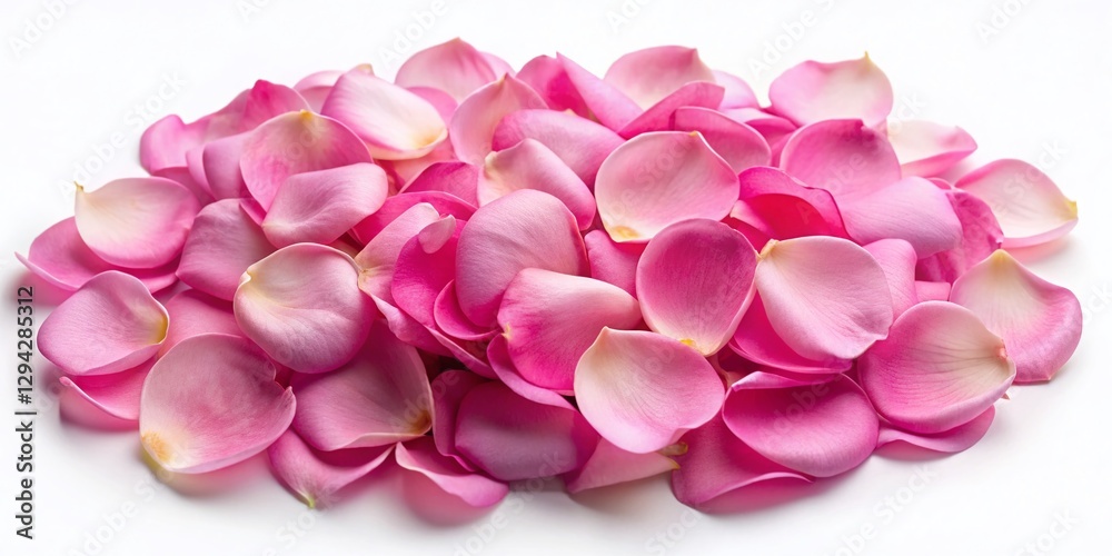 Obraz premium Pink Rose Petals Collection: Long Exposure Isolated on White Background - Stock Photo