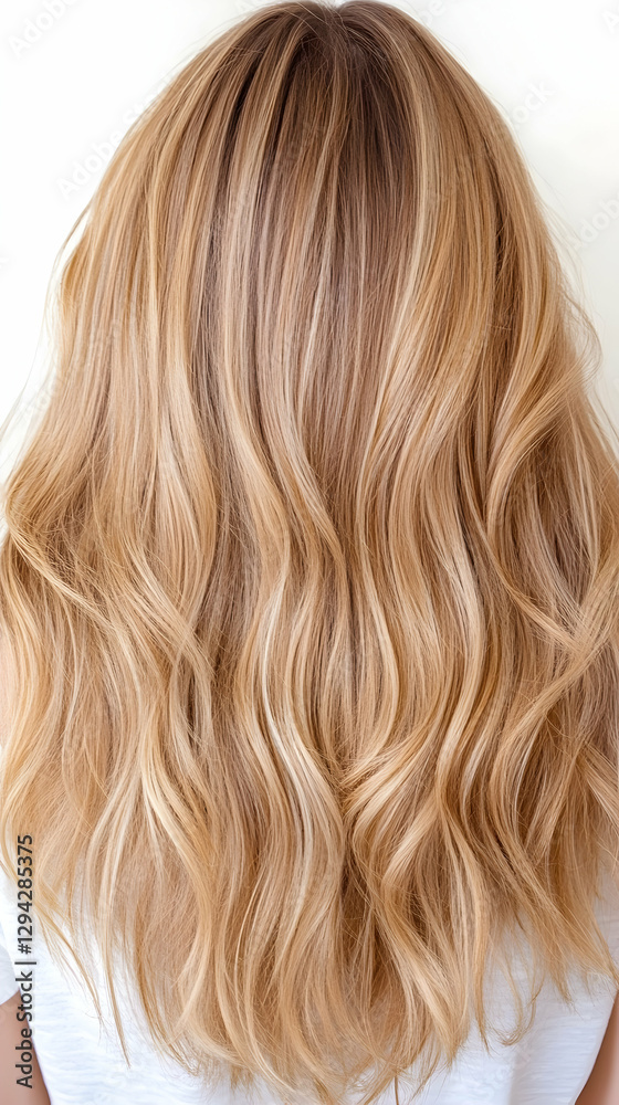 Naklejka premium Blonde wavy hair, back view, studio shot