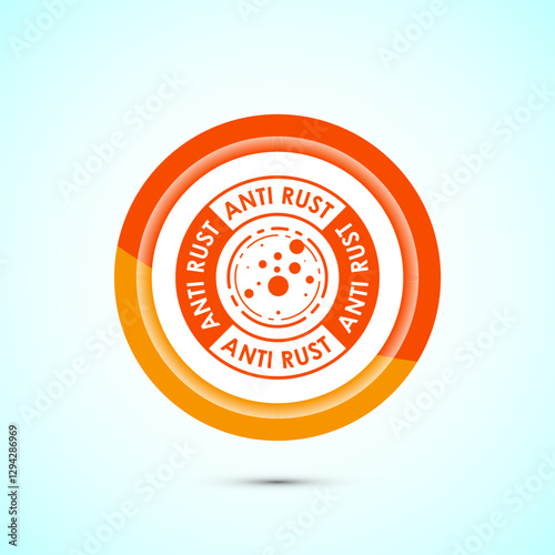 Anti rust icon design illustration. Anti oxidation sign, Rust resistant  symbol, Orange color button design