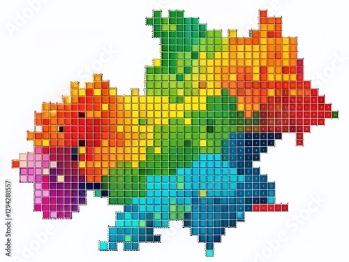 Pixelated Mosaic Map of Hesse, Germany: Left-Aligned, Copy Space for Text photo