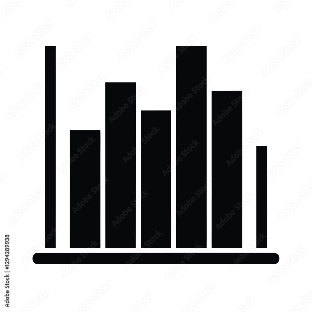 Classic bar chart icon silhouette portrays dependable business data trends