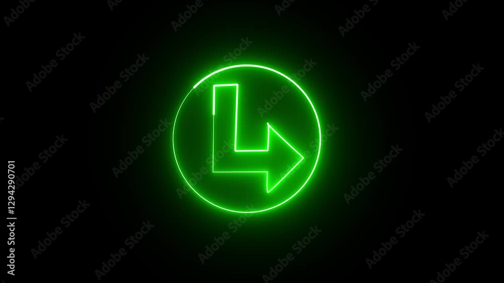 Right arrow for road direction. Glowing red neon light traffic directional arrows sign. Right arrow for road direction. Glowing red neon light traffic directional arrows sign.