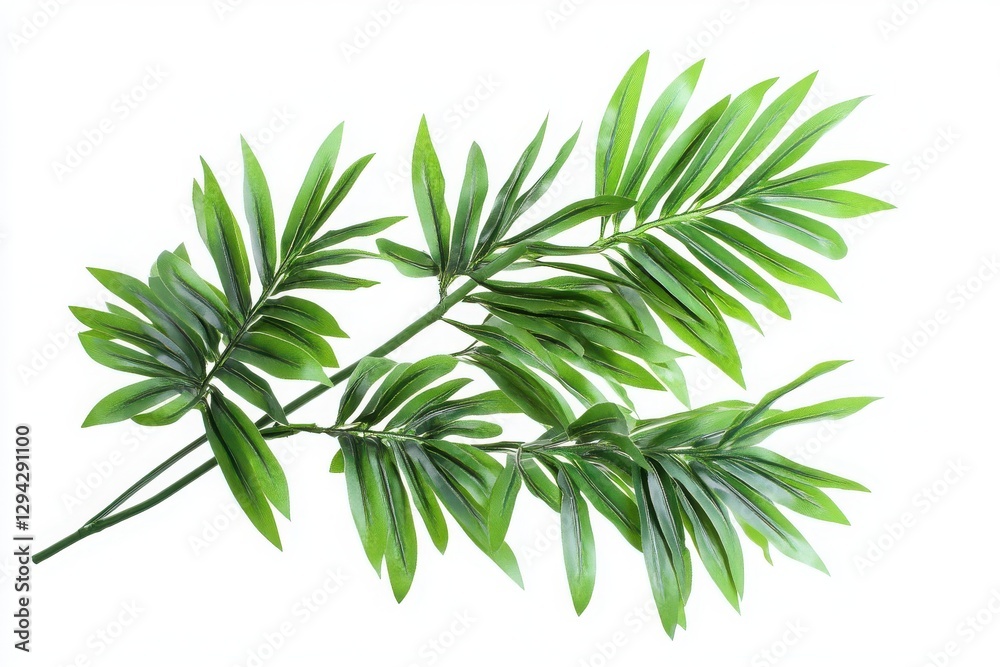 Palm tree branch with green leaves isolated on white background Palm tree branch with green leaves isolated on white background