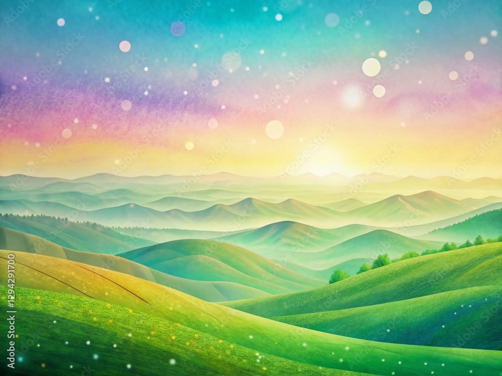 Polka Dot Landscape Background: Pastel Sky, Rolling Hills, and Whimsical Dots Polka Dot Landscape Background: Pastel Sky, Rolling Hills, and Whimsical Dots