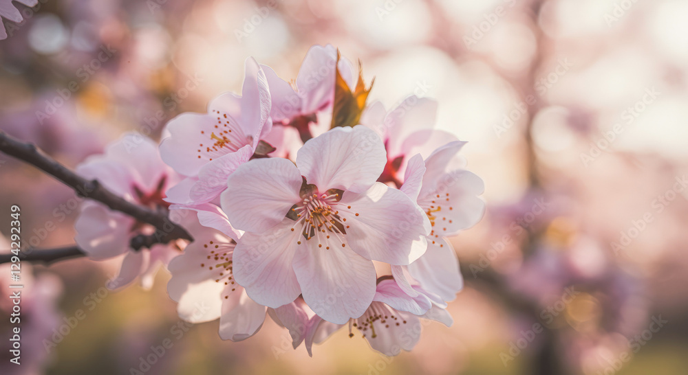 Obraz premium Delicate Cherry Blossoms on Branch
