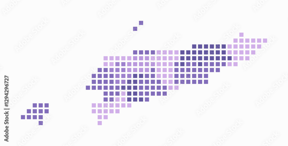 Timor-Leste dotted map. Digital style map of the country on white background. Timor-Leste shape with square dots. Colored dots style. Large size squares. Creative vector illustration. Timor-Leste dotted map. Digital style map of the country on white background. Timor-Leste shape with square dots. Colored dots style. Large size squares. Creative vector illustration.