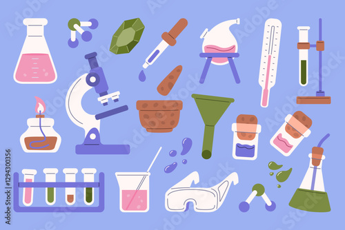 Laboratory Equipment and Chemistry Tools Illustration