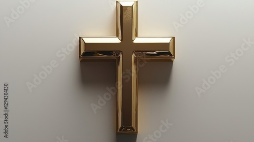 Golden Cross on a Plain White Background photo