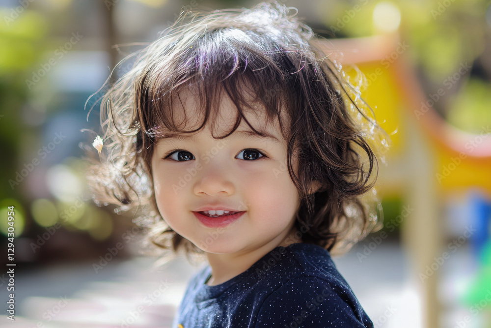 Portrait of smiling asian toddler playing at playground Portrait of smiling asian toddler playing at playground