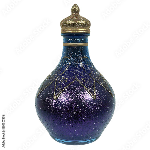 Purple Glitter Genie Bottle ,transparent background
