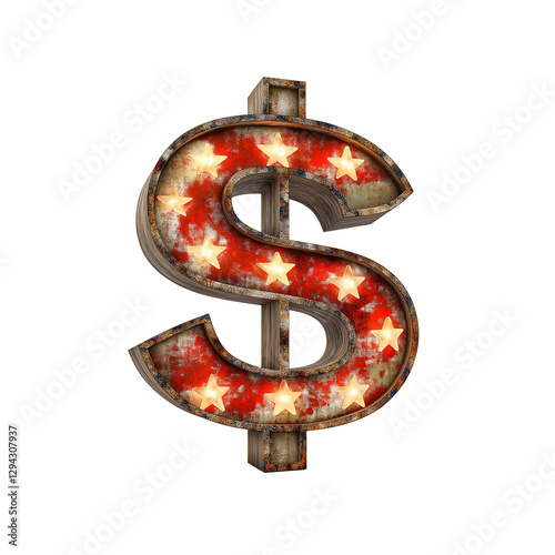 A dollar sign with stars is lit up