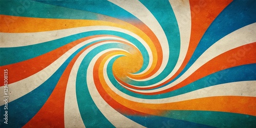Retro Pop Art Spiral Stripes on Blue Background - Vintage Style Stock Photo