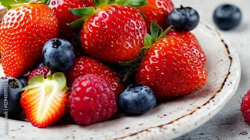 fresh strawberries and blueberries