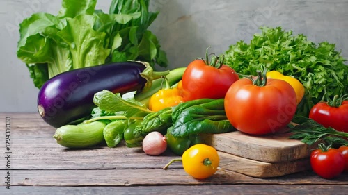 fresh vegetables on wooden table