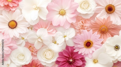 Wallpaper Mural White and pink assorted flowers background Torontodigital.ca