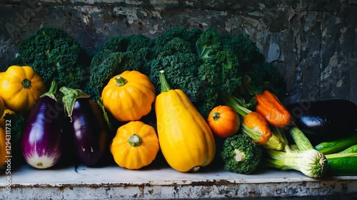 Raw Vegetables on Wooden Table
