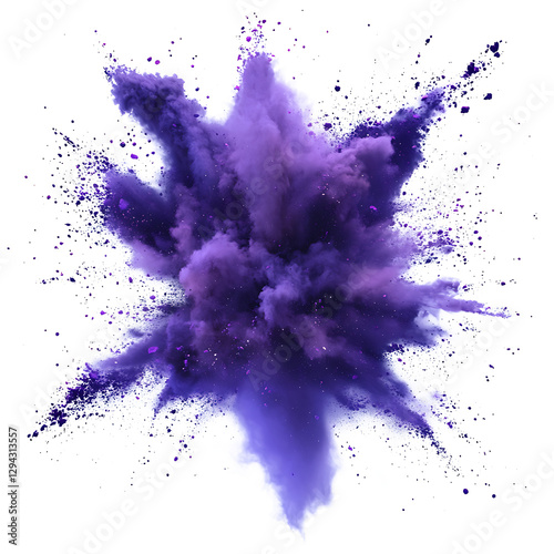 purple smoke powder explotion isolated white and transparent background