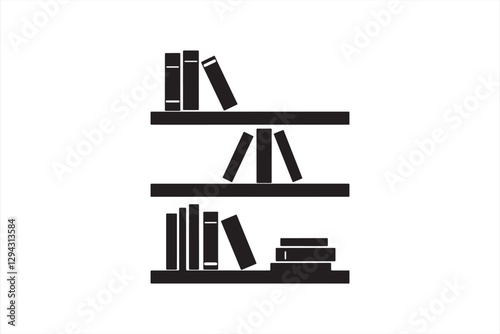 Clean Bookshelf Silhouette Graphic Bookshelf with Books Vector Art