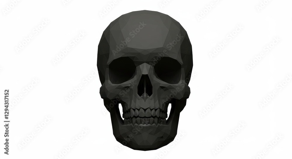 Fototapeta premium Geometric black skull on white background for artistic and modern design