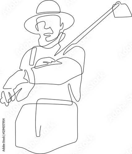 line art farmer