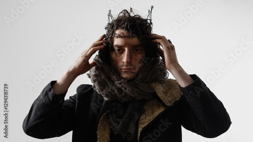 Slika na platnu Hamlet in modern grunge or post-apocalyptic reinterpretation, young man, tragic