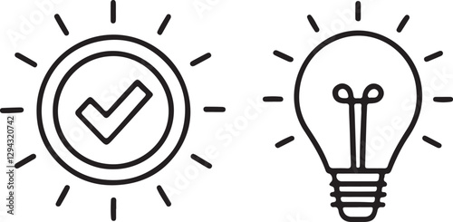 Idea editable flat stroke line art icon set, Outline of bright idea, success, light and more. Vector illustration on a white background.