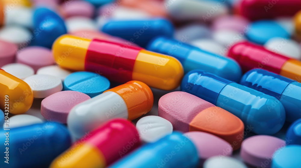 Close-Up of Colorful Medicine Capsules and Tablets Close-Up of Colorful Medicine Capsules and Tablets