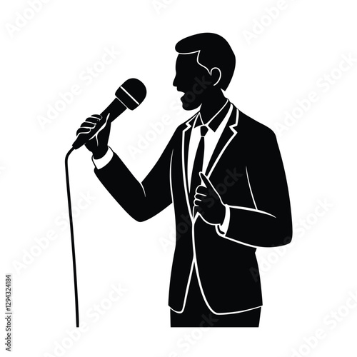 Presenter adjusting lavalier microphone for flawless audio during live presentations now