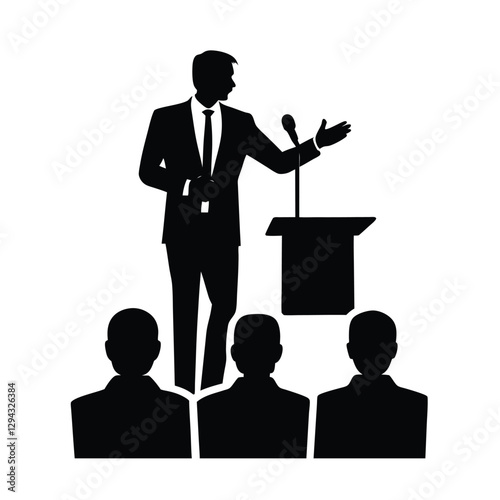 Dynamic professional speaker engaging audience with compelling TED style talk in corporate forum today effectively