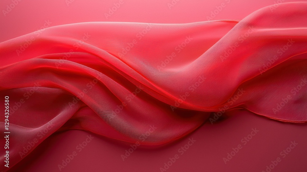 Obraz premium Red silk fabric draped, studio shot, soft light