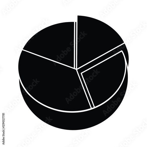 Minimalistic pie chart silhouette showcasing three segments for analytical review in business setting
