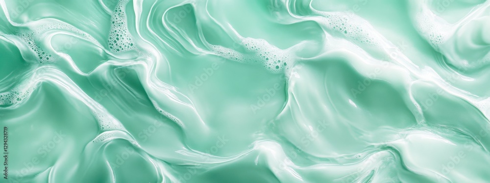 Obraz premium Top view of mint green water. The waves and ripples create an abstract pattern.