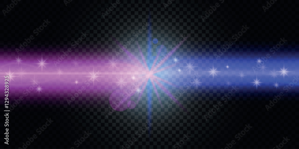 Obraz premium Vibrant light glow effect with pink and blue hues on a transparent background