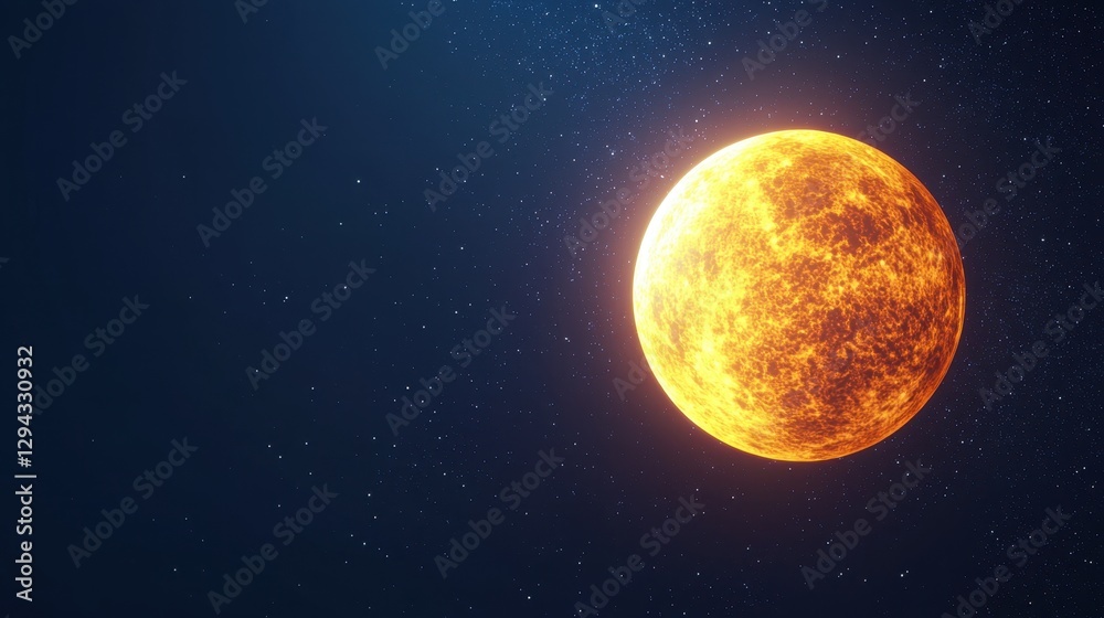 Fiery Planet Glowing Orb in Dark Space Celestial Body Cosmic Background Starry Night Fiery Planet Glowing Orb in Dark Space Celestial Body Cosmic Background Starry Night