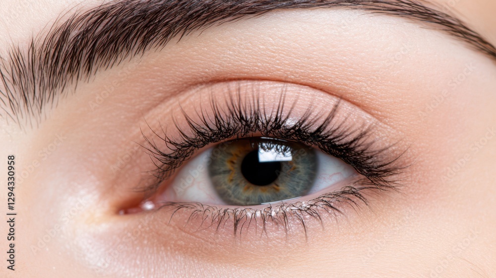 Close-up of a serene eye showcases delicate lashes and skin, embodying precision and care in beauty treatment, evoking tranquility and softness. Close-up of a serene eye showcases delicate lashes and skin, embodying precision and care in beauty treatment, evoking tranquility and softness.