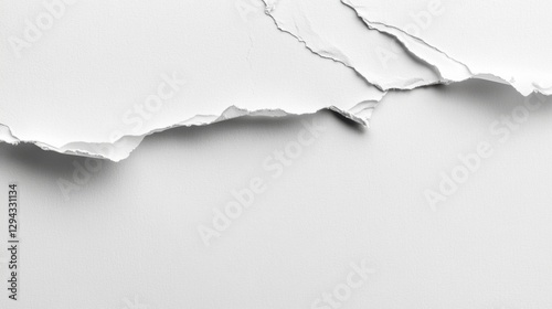 White paper texture with crumpled torn edges- closeup with copy space